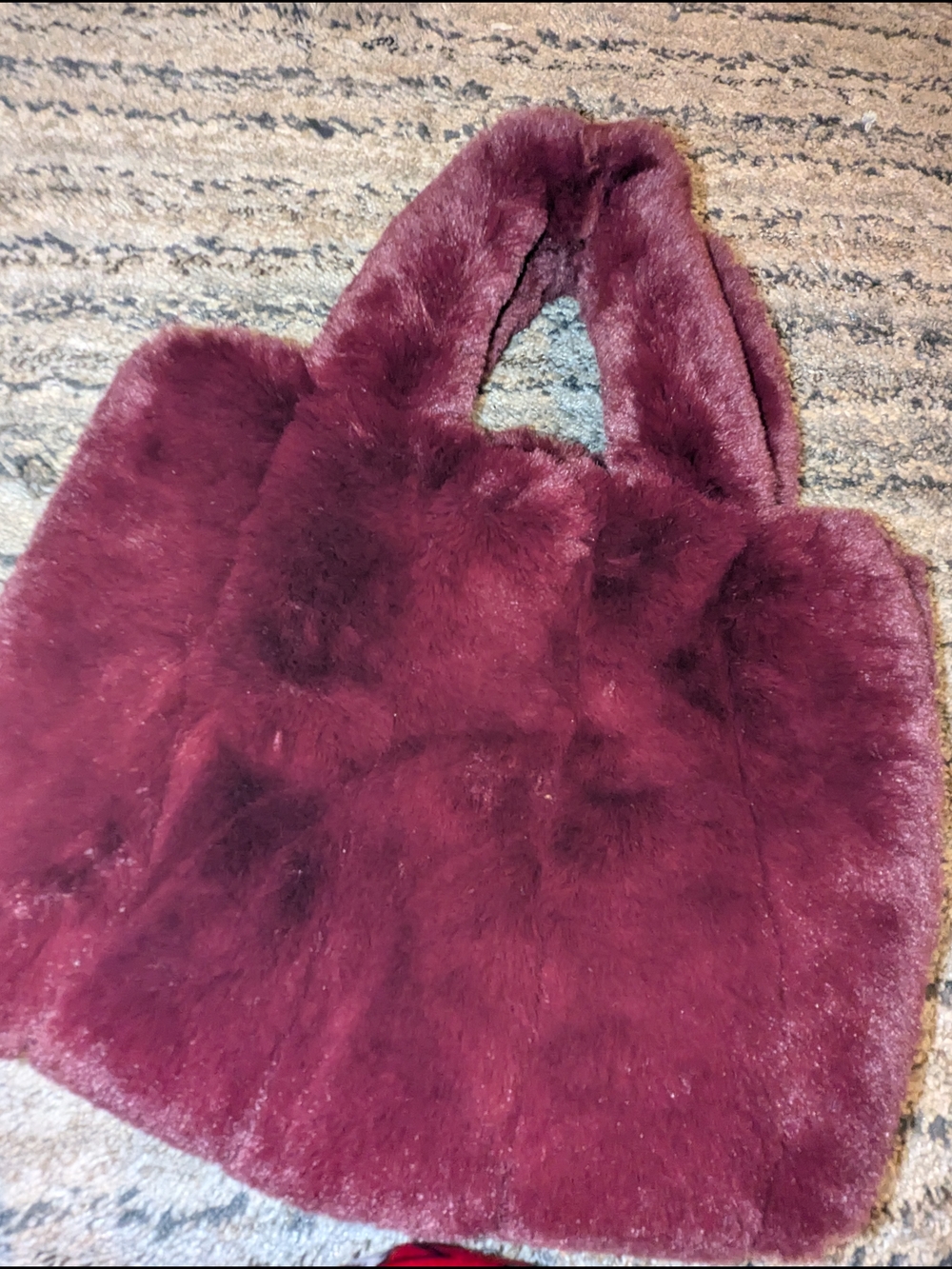 Free People Plush Faux Fur Tote in Burgundy